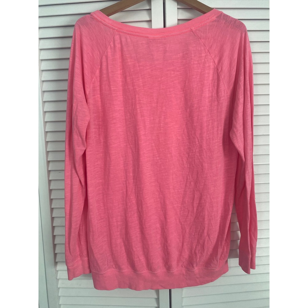 Pink Victoria's Secret Long Sleeve Slub Knit Raglan Top Bubblegum Pink Medium